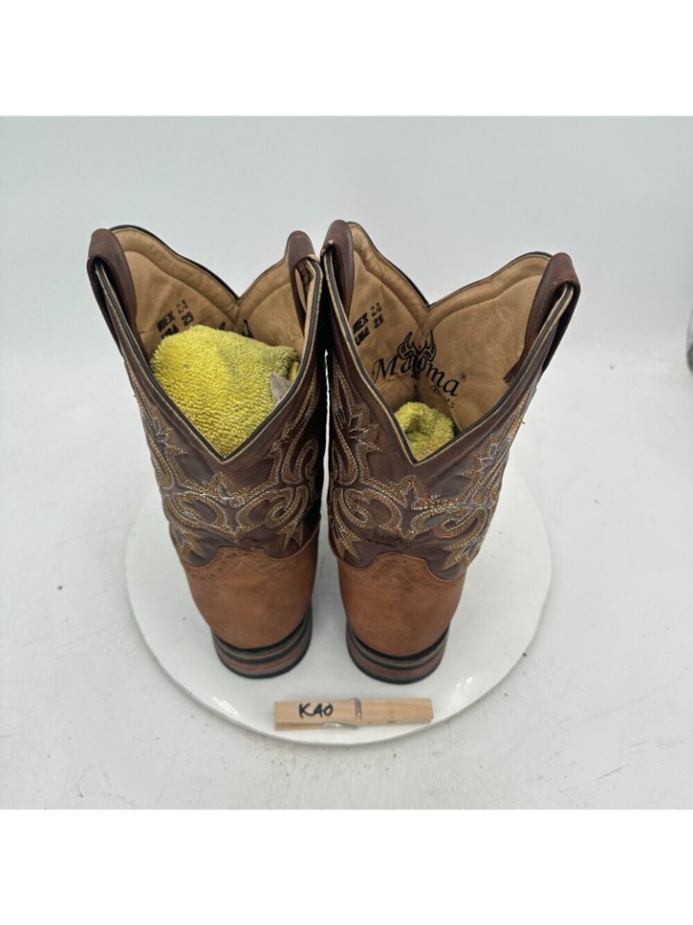 Majoma Men Size 8 Marked MEX 24 USA 25 Brown Western Cowboy Boots - Picture 9 of 16